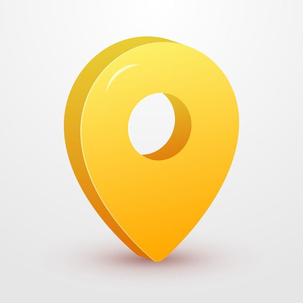 a yellow map marker with a white circle