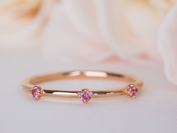 Pink Wedding Band, Pink Sapphire Ring, Pink Sapphire 14k Ring, Alternative Wedding Ring, Pink Sapphi Pink Dainty Ruby Wedding Ring, Pink 14k Gold Jewelry With Round Band, Pink Sapphire Jewelry For Promise Occasion, Pink Sapphire Fine Jewelry For Wedding, Pink Stackable Wedding Jewelry, Pink Sapphire Jewelry For Promise, Rose Gold Pink Sapphire Jewelry For Wedding, Pink Fine Jewelry For Wedding, Pink 14k Gold Wedding Jewelry