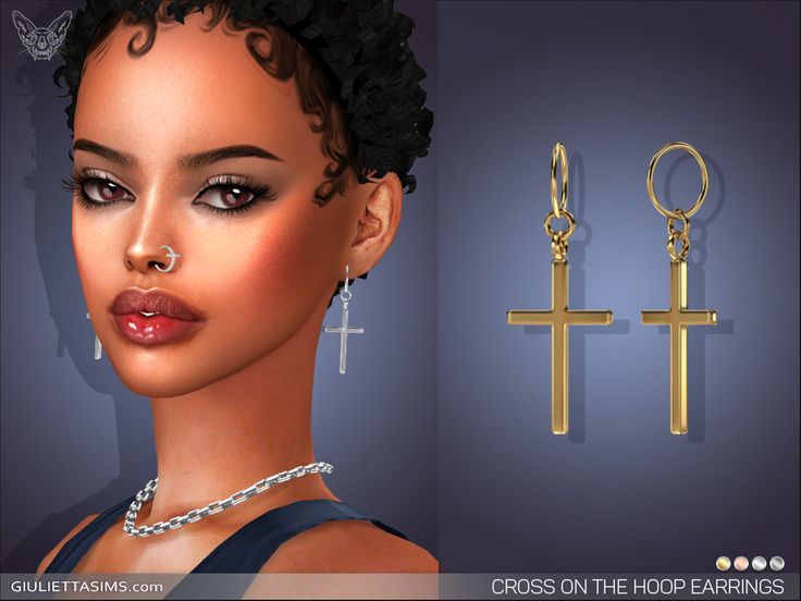 the cross on the hoop earrings is gold plated and has a chain attached to it