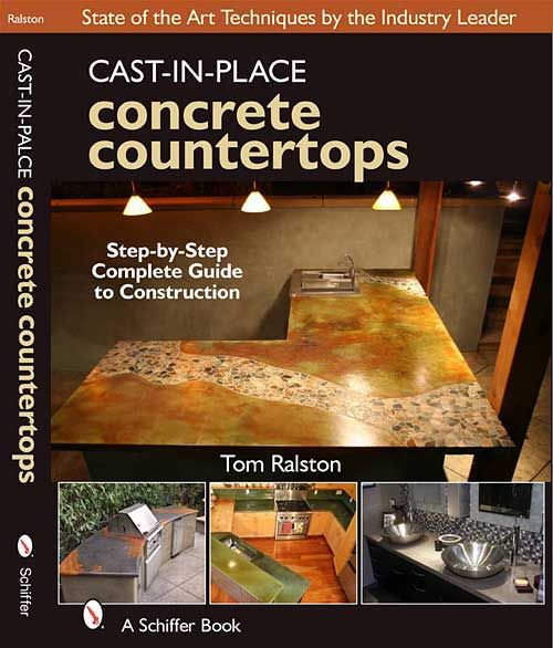 a book cover with an image of a kitchen counter top and the words cast - in - place concrete counters