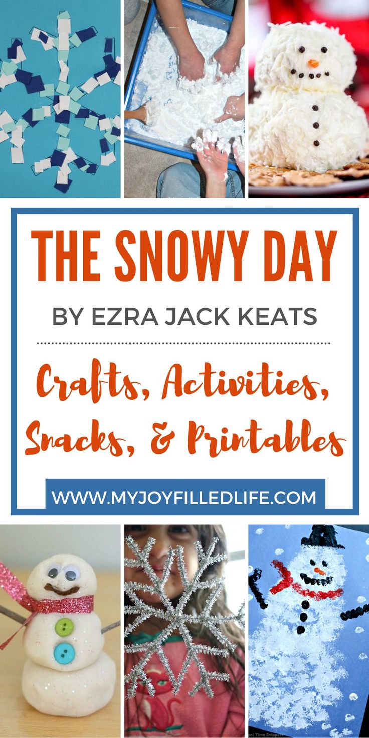 the snow day crafts, activities and printables are featured in this postcard