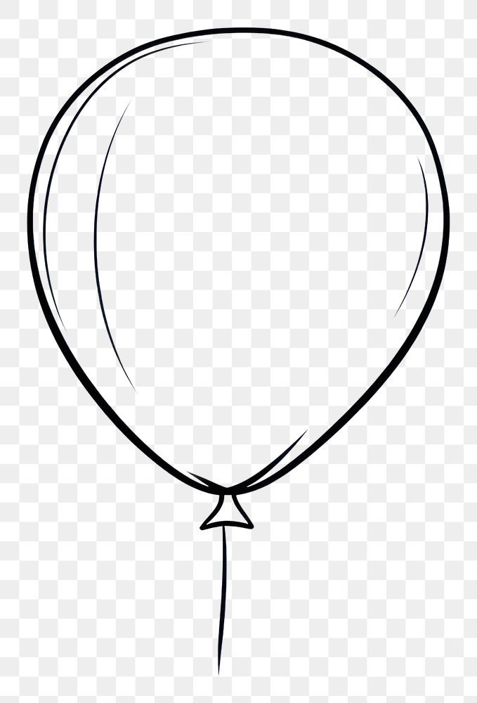 a black and white drawing of a balloon on a transparent background, hd png