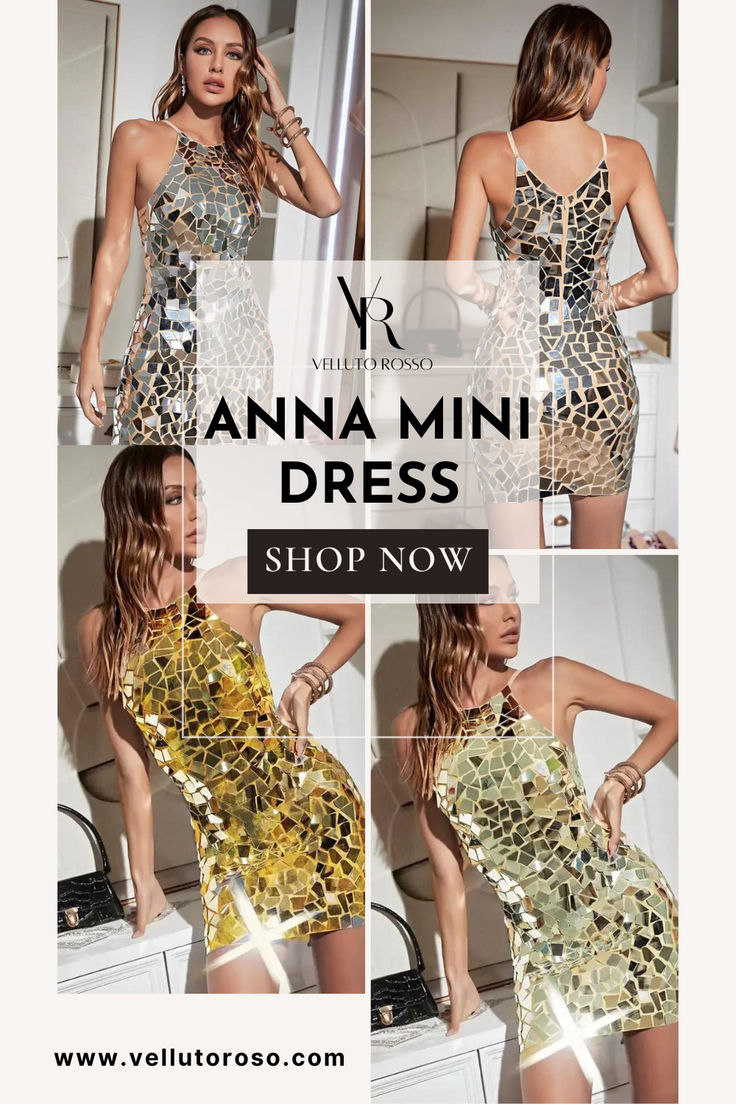 The Anna Mini Dress is the perfect addition to your summer wardrobe. Designed with sequins and glitter, this dress will have you sparkling at any evening event. Its halter neckline and sleeveless design add a touch of sexiness to the bodycon fit. Shine bright with the Anna Mini Dress. Chic Halter Neck Mini Dress With Sequins, Summer Backless Dress With Contrast Sequin, Glamorous Stretch Sequin Summer Dress, Glamorous Summer Sequin Dress With Spaghetti Straps, Glamorous Sequin Dress With Spaghetti Straps For Summer, Summer Sequin Mini Dress For Prom, Summer Evening Stretch Sequin Dress, Glamorous Summer Sequin Dress, Glamorous Summer Sequin Dress For Prom