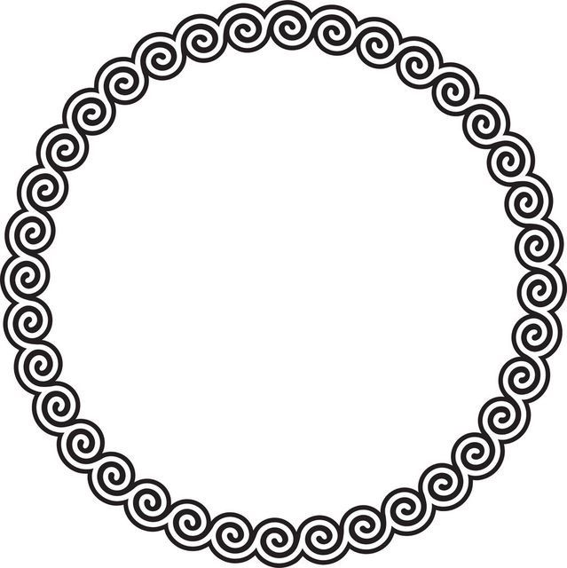 a circular frame with an ornament pattern in the middle, on a white background