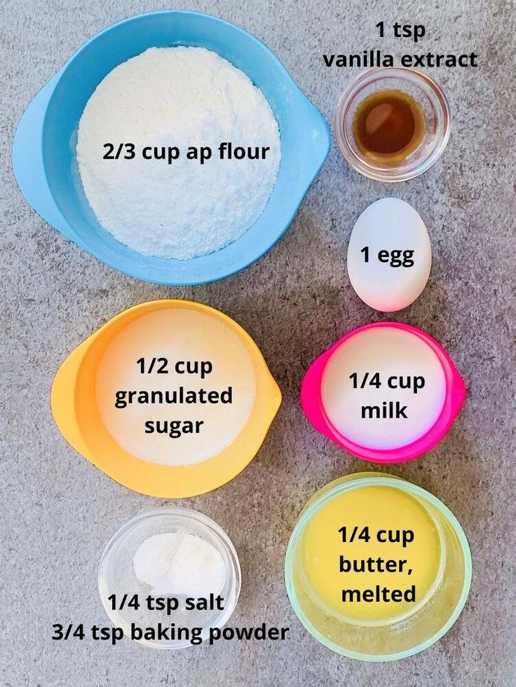 the ingredients to make an ice cream recipe are shown in small bowls and labeled on each side