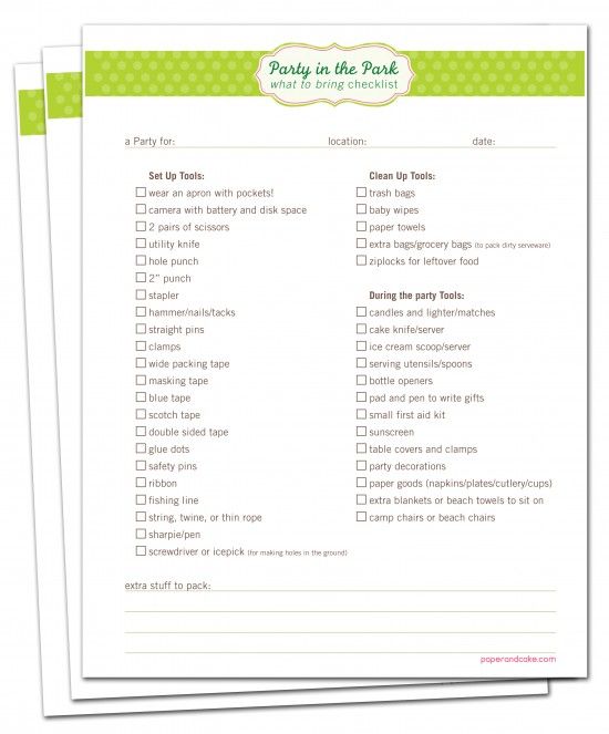 the printable baby in the park checklist