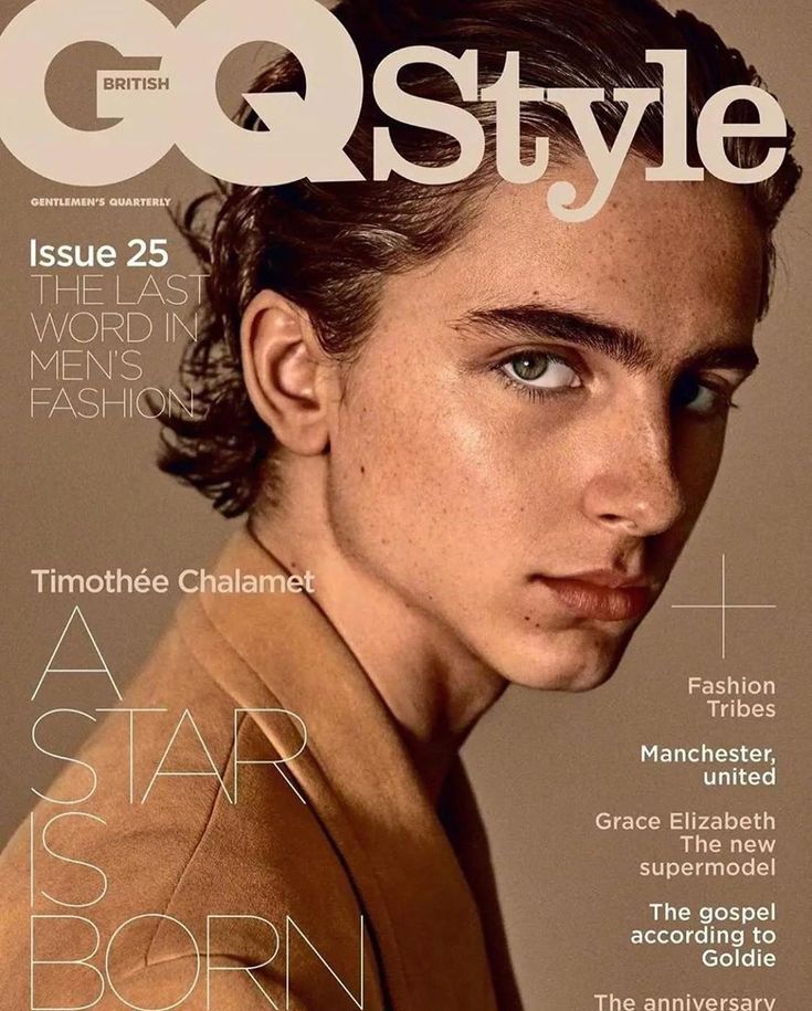 a young man is featured on the cover of gq style magazine, issue 25