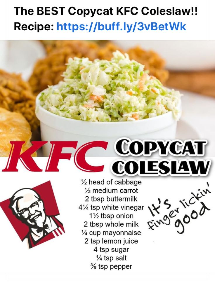 an ad for kfc copycat coleslaw