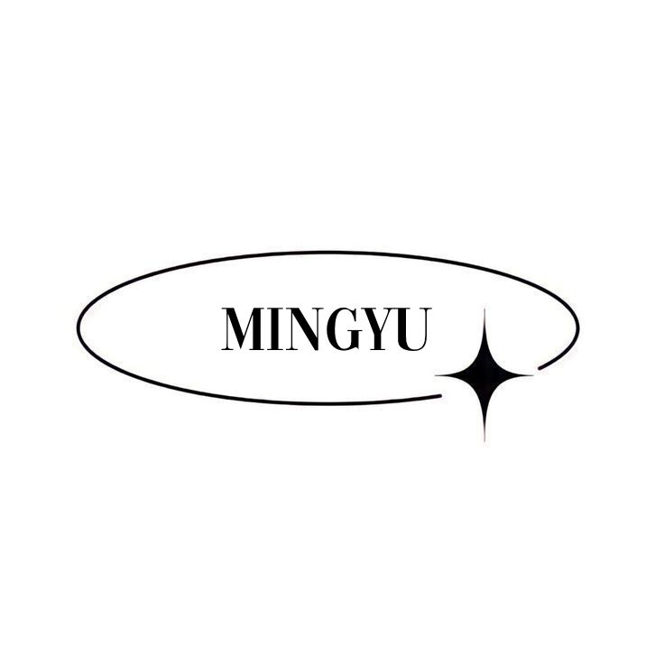 a black and white logo with the word ming yu written in it's center