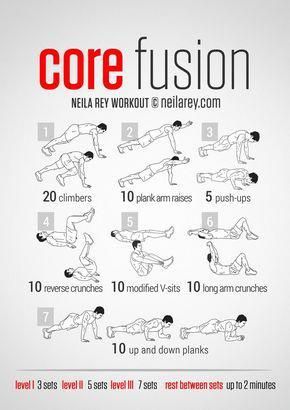 the core fusion workout poster shows how to do it in less than 10 minutes or less