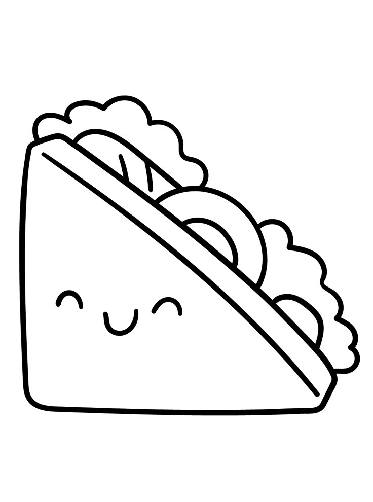 a black and white line drawing of a taco