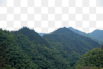 the mountains are covered with trees and grass