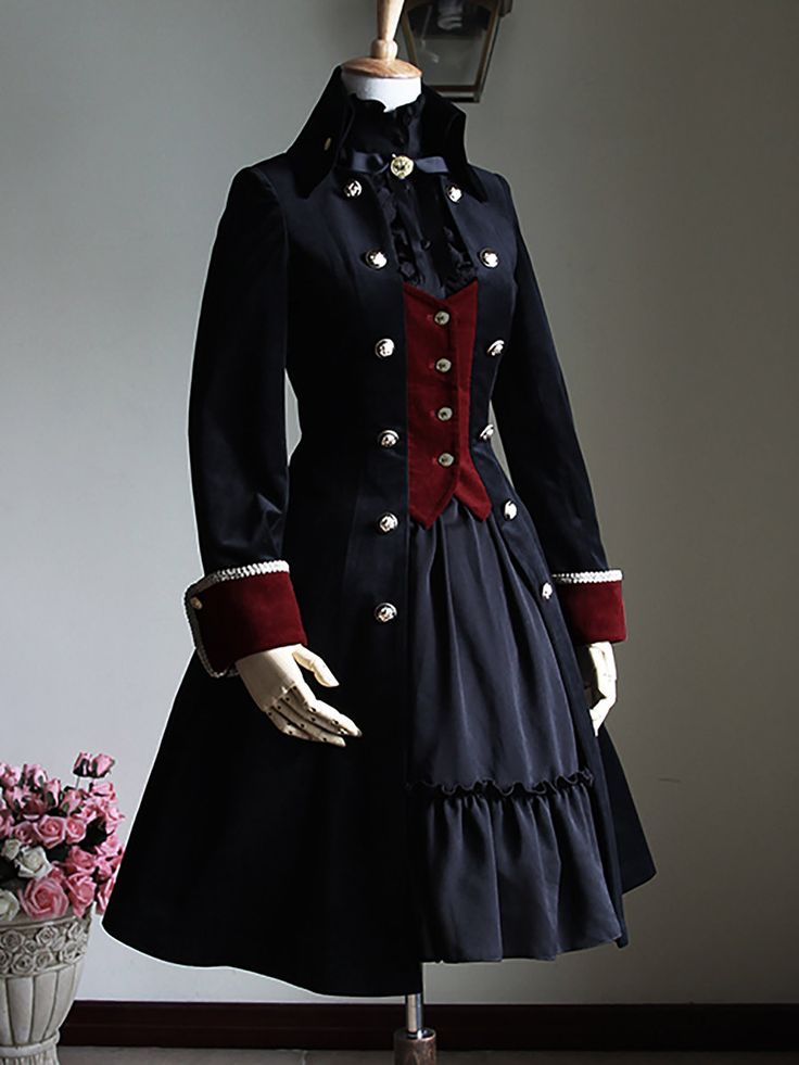 Steampunk Fashion:Eccentric Esthetic Style Aristocrat Fashion, Black Regency, Moda Steampunk, Gaun Abad Pertengahan, Stand Collar Coat, Old Fashion Dresses, Style Background, Collar Coat, Steampunk Style