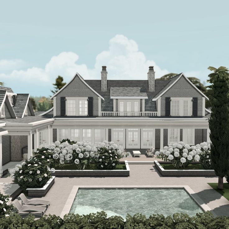 an artist's rendering of a large house in the middle of a garden