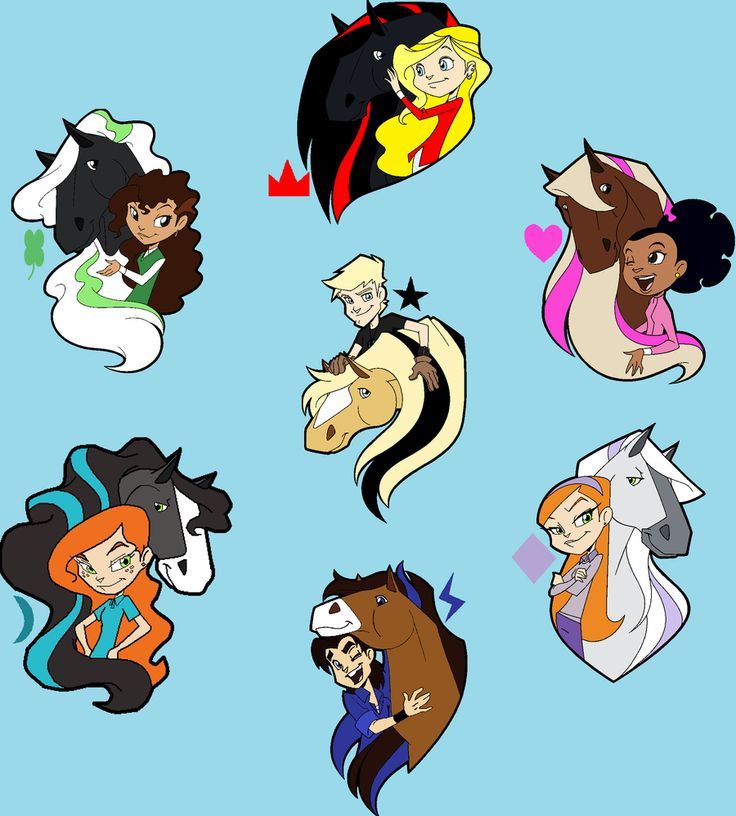 six different cartoon characters are depicted in this image, each with their own avatars