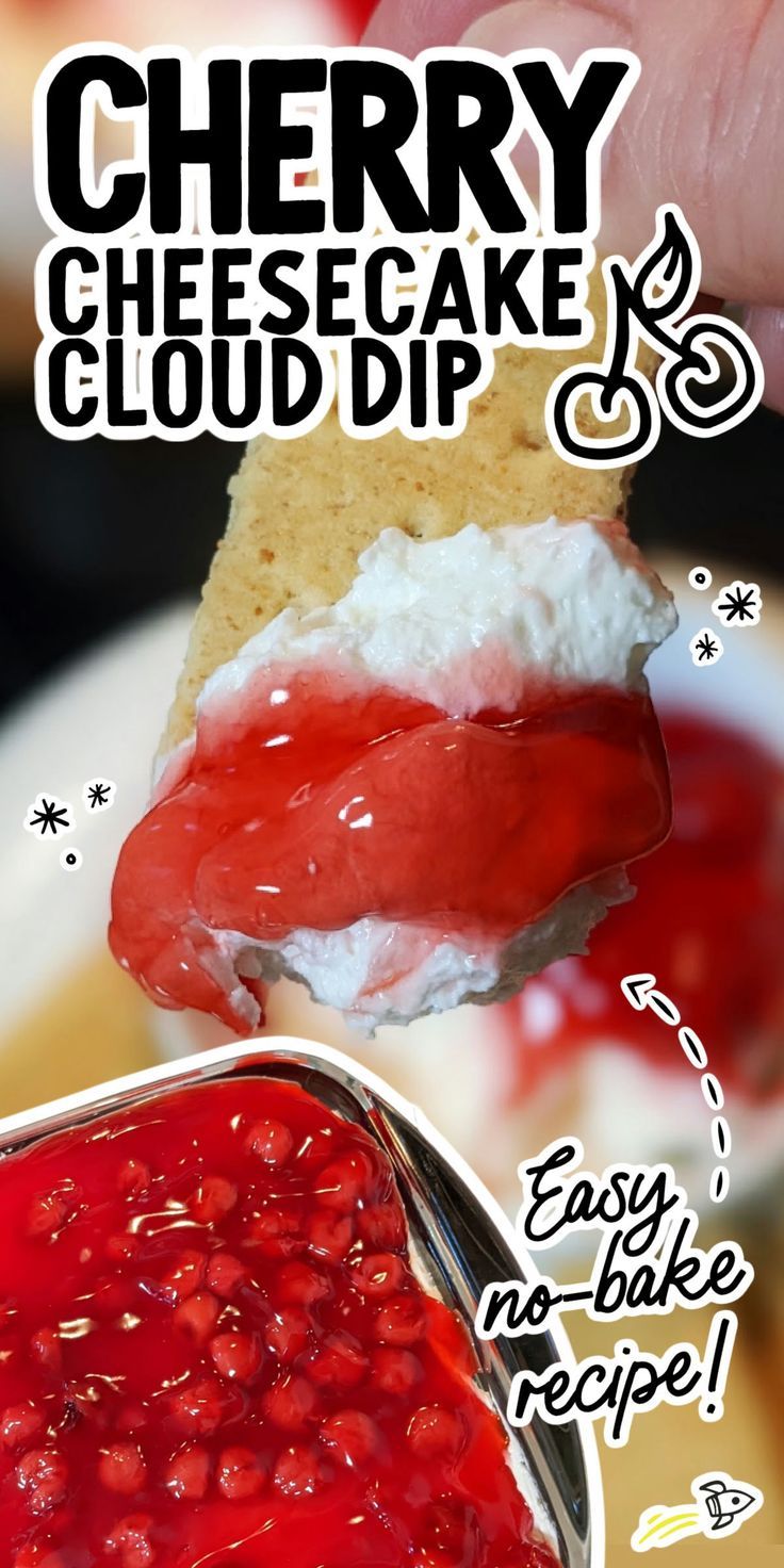 Cherry Cheesecake Dip Cream Cheese Dessert Dip, Cream Cheese Marshmallow Fluff, Cherry Cheesecake Dip, Easy Dessert Dips, Cheesecake Dip Recipe, Cream Cheese Recipes Dip, Sweet Cherry Pie, Fruit Pie Filling, Canning Cherry Pie Filling