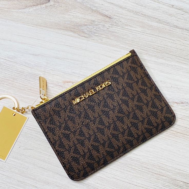 Guaranteed Authentic Brand New With Tags Micheal Kors Wallet, Mk Wallet, Wrist Wallet, Michael Kors Wristlet, Bags Michael Kors, Brown Wallet, Michael Kors Wallet, Trifold Wallet, Coin Pouch