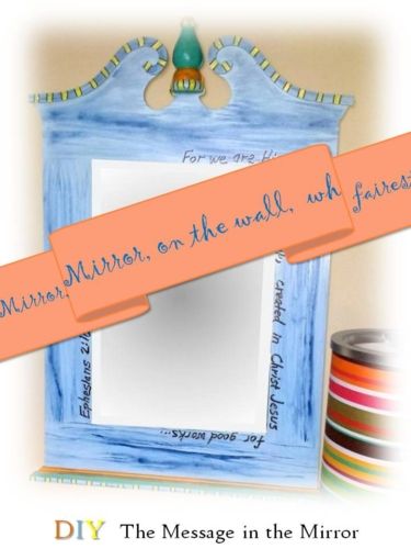 a blue frame with an orange ribbon around it that says, mother, on the wall, we have