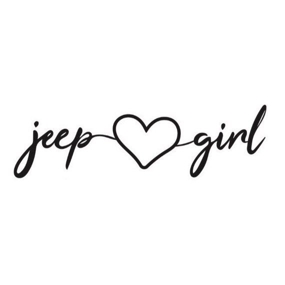 the word jeep girl written in black ink with a heart