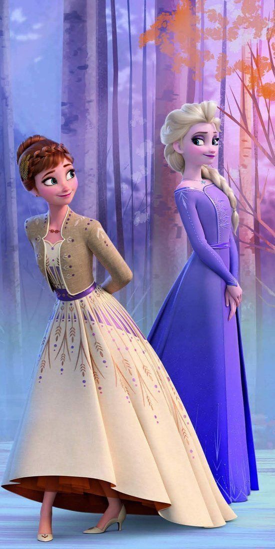 two frozen princesses standing next to each other