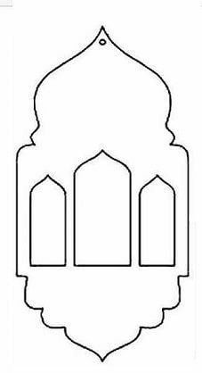 the outline of a building with arches and pillars in arabic style, on a white background