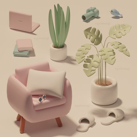 Blender 3d Illustration, 3d Illustration Art, Bedroom Illustration, 3d Things, Blender Models, 타이포그�래피 포스터 디자인, Isometric Art, Blender Tutorial, Isometric Design