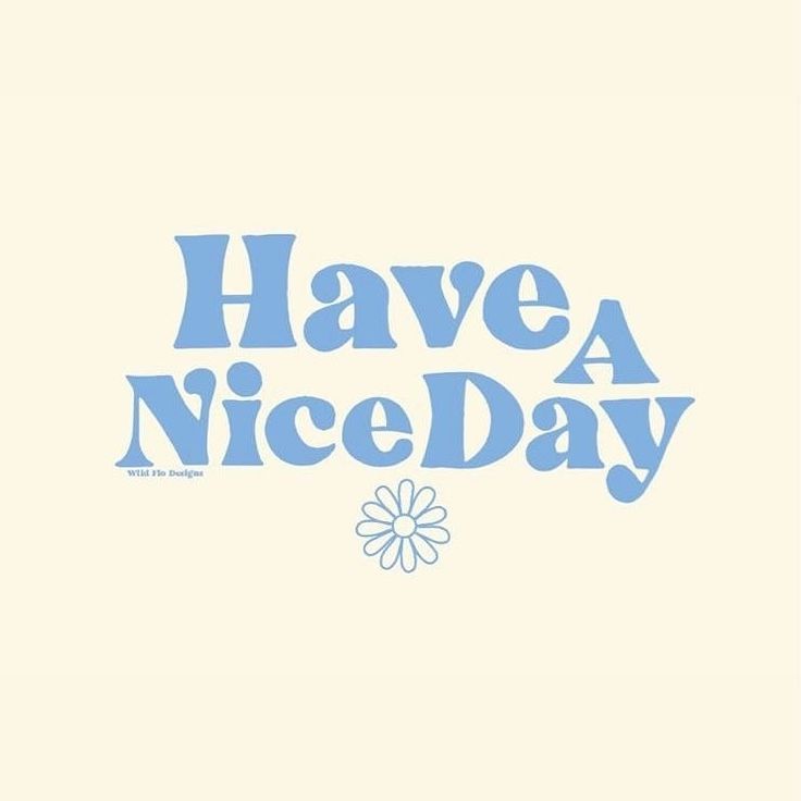 the words have a nice day written in blue