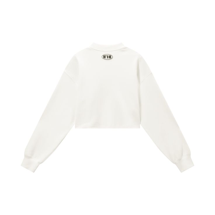 Details: Long sleeve cotton blend sweatshirt in white Crewneck Cropped Flat chest pocket Oval logo patch on back neck Pair with ROMA Logo Sweatshorts Materials & Care: 82.3% Cotton, 15.1% Polyester, 2.6% Spandex Hand wash | Dry clean Do not bleach Size & Fit: Model is 5'7", Bust 32, Waist 24, Hips 35, wearing a size S Item #: IL1SW01 Roma Logo, White Cotton Sweatshirt With Logo Patch, White Crew Neck T-shirt With Logo Patch, Luxury White Urban Sweatshirt, Cotton Cropped T-shirt With Embroidered Logo, Crew Neck, Sportswear Tops With Embroidered Logo, Crew Neck, Oval Logo, Off-white Logo, Tweed Shorts