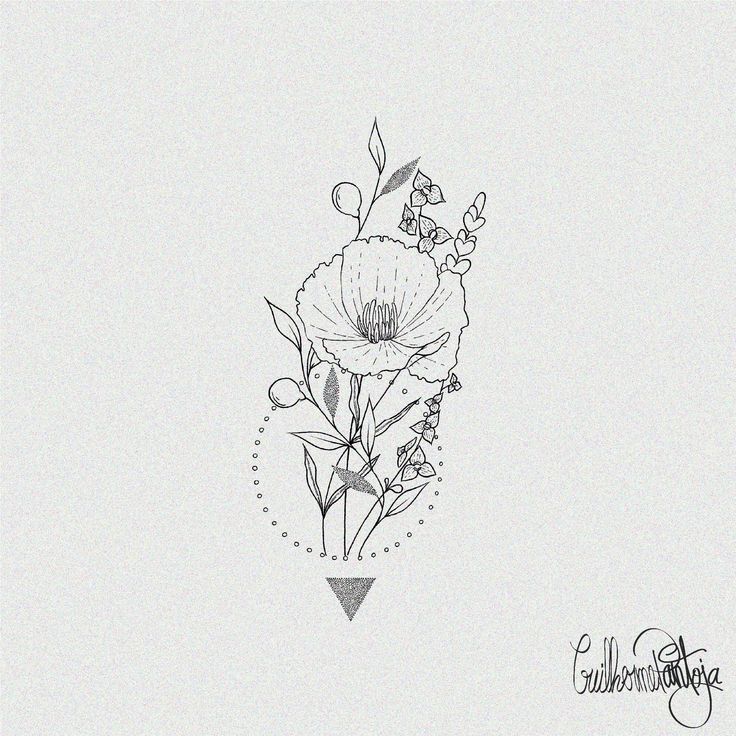 a black and white drawing of some flowers