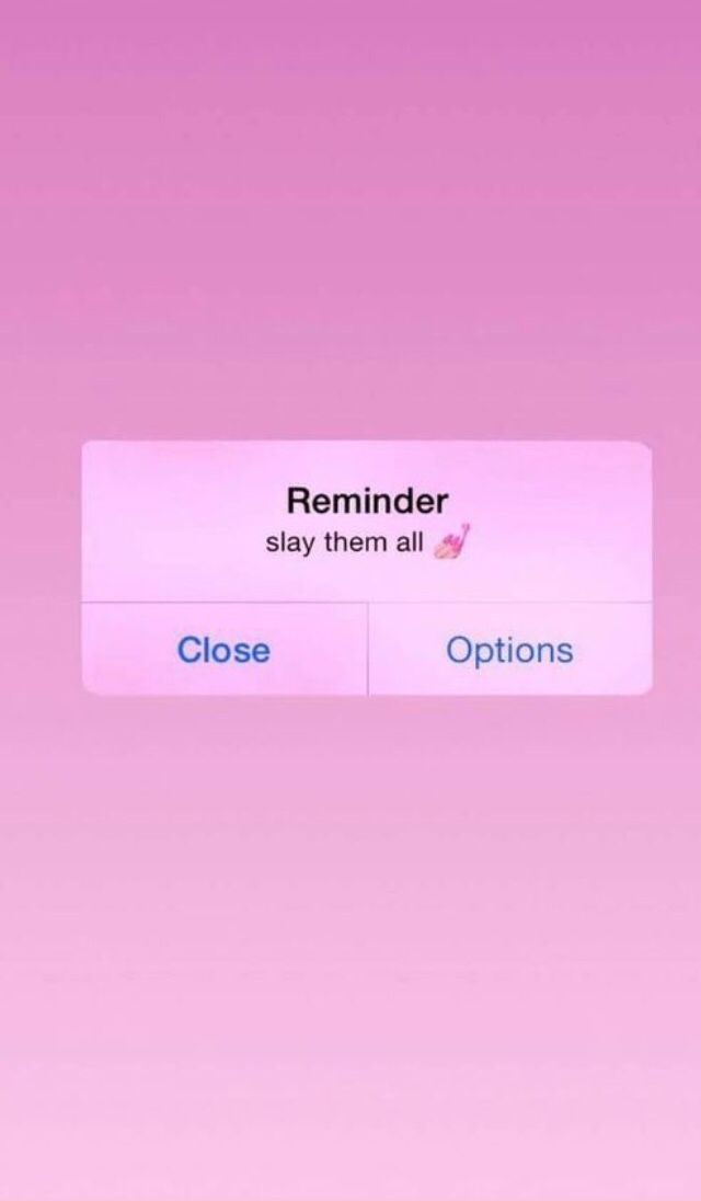 a pink background with the words reminders and options on it's left side