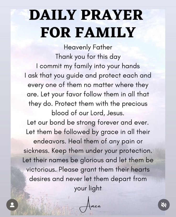 a poem with the words daily prayer for family