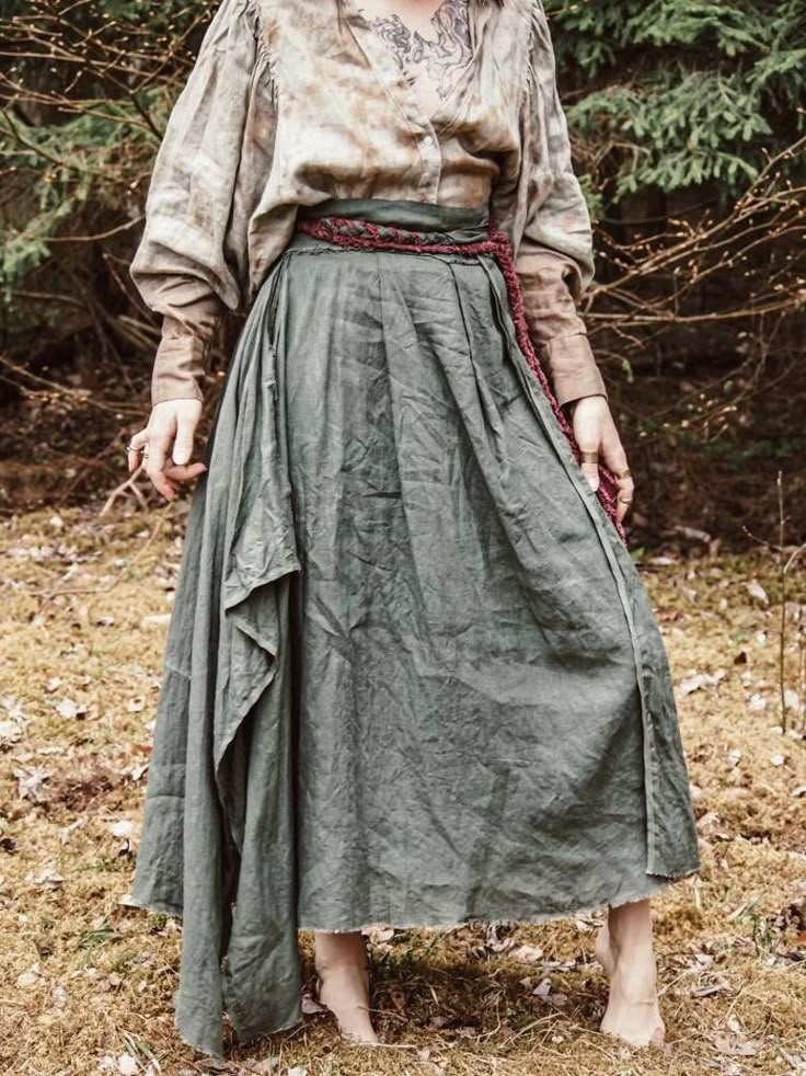 Poor Clothes, Viking Aesthetic, Skirt Apron, Costume Unique, Linen Wrap Skirt, Linen Maxi Skirt, Core Outfits, Fair Outfits, Skirt Linen