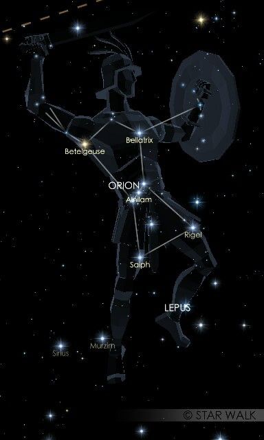 the zodiac sign with all its main stars and their names on it, as well as an image of a man holding a barbell