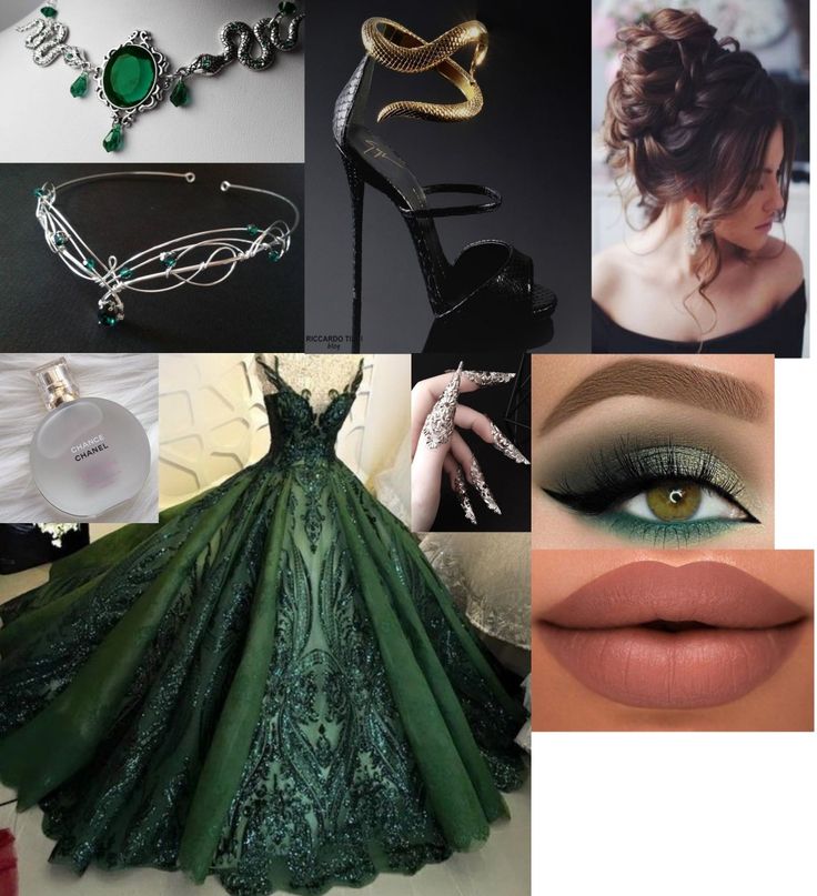 Hogwarts Yule Ball Dresses Slytherin, Emerald Green Ball Gown Slytherin, Green Masquerade Outfit, Dress Classy Aesthetic, Green Ball Dress, Nanowrimo 2023, Emerald Green Ball Gown, Princess Dress Aesthetic, Gown Fairytale