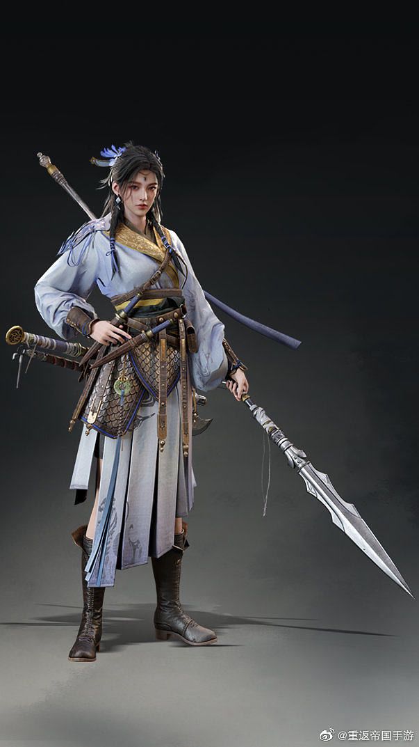 Spear Character Art, Chinese Warrior Art, Female Cultivator, Chinese Female Warrior, Chinese Spear, Superhero Art Projects, Chinese Warrior, Female Armor, Cyberpunk Art