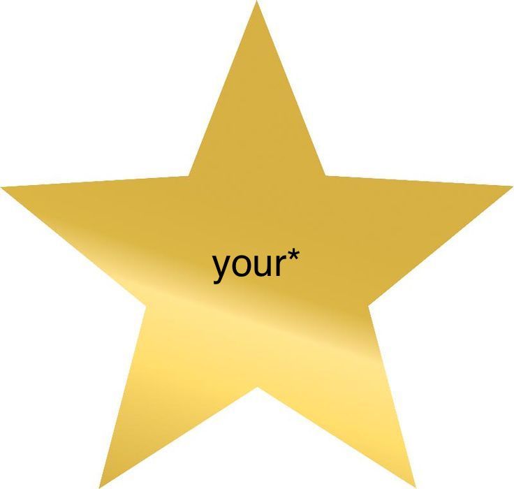 a gold star with the word your written on it's bottom and an arrow pointing up