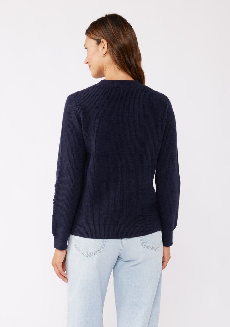 This classic crew neck pullover is tightly woven for a snug, cozy feel that effortlessly transitions from Fall to Winter. With a ribbed neck, cuffs, and hem, along with cozy long sleeves, this sweater is the perfect addition to your seasonal wardrobe. Layer over a collared shirt for a polished look or wear it on its own for a laid-back vibe. Relaxed fit Long sleeve Crew neckline Cable knit stitch detail Ribbed trim Model is 5'9 wearing a size S.Style: I-51075K-STP Cable Knit Stitch, Seasonal Wardrobe, Knit Sweaters, Knit Stitch, Knit Pullover, Collared Shirt, Polished Look, Fall Season, Knitted Pullover