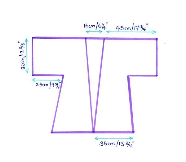 a drawing of the letter f with measurements