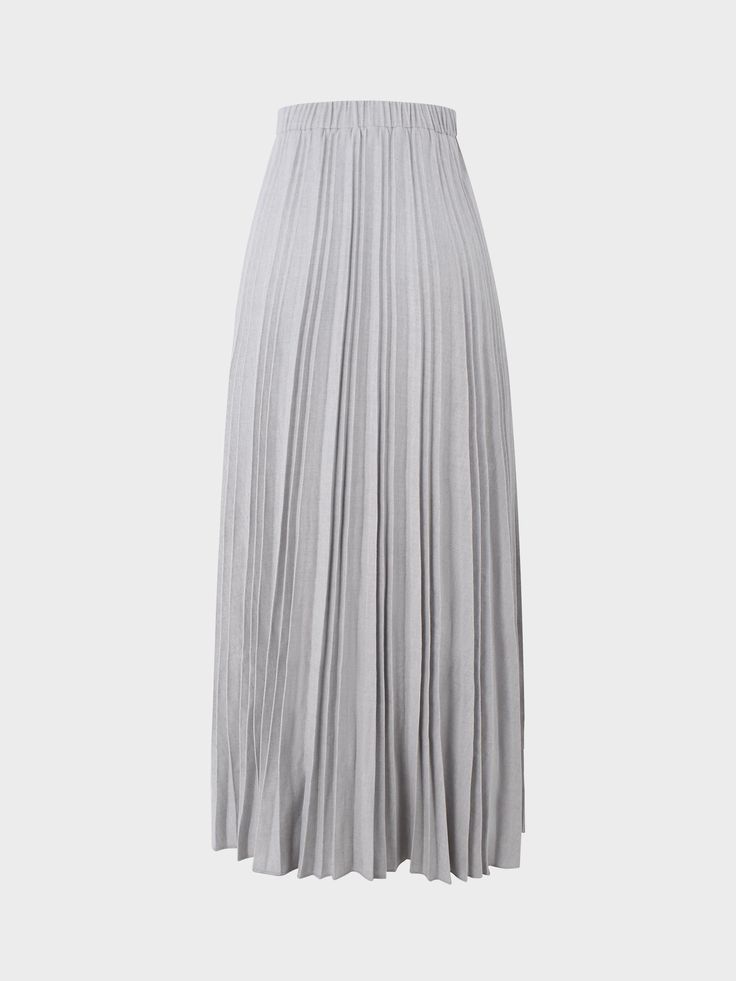 Our Wool Pleated Skirt-Light Grey is a must have this season. The luxurious fabric and expert tailoring ensure a perfect fit, while the classic pleats add sophistication to any outfit. Formal Pleated A-line Maxi Skirt, Elegant A-line Maxi Skirt With Pleated Hem, Pleated A-line Dress With Relaxed Skirt, Elegant Folded Maxi Skirt For Evening, Elegant Evening Maxi Skirt With Folds, Fitted A-line Maxi Skirt With Pleated Waist, Formal Pleated A-line Bottoms, Classic Long Lined Dress, Pleated Flared Maxi Skirt For Evening