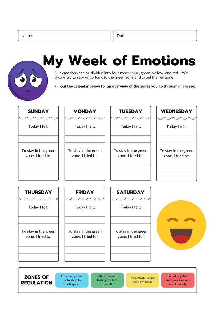 a printable worksheet for the week of emotions