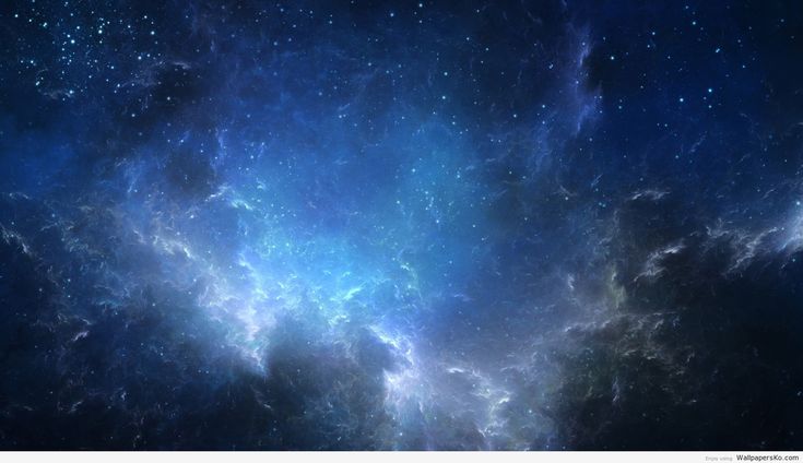 an image of a space scene with stars in the night sky and blue galaxy like clouds