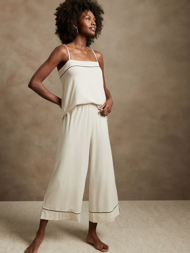 Restore Pajama Camisole & Pant Set | Banana Republic Relaxed Fit Modal Sleepwear For Relaxation, Chic Spring Sleepwear For Relaxation, Casual Modal Sleepwear, Comfortable Modal Sleepwear, Casual Viscose Sleepwear For Loungewear, Relaxed Fit Viscose Sleepwear For Loungewear, Spring Lounging Sleepwear In Modal, Spring Modal Sleepwear, Summer Viscose Sleepwear For Loungewear