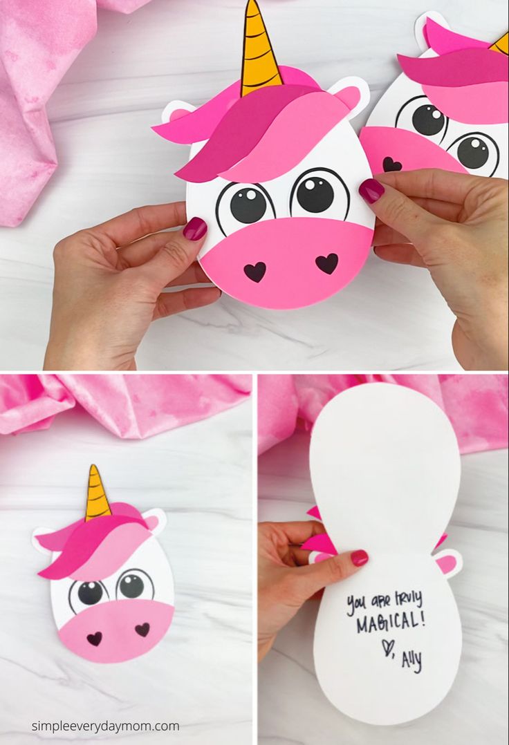 the instructions for how to make an adorable unicorn mask with paper and glue on it