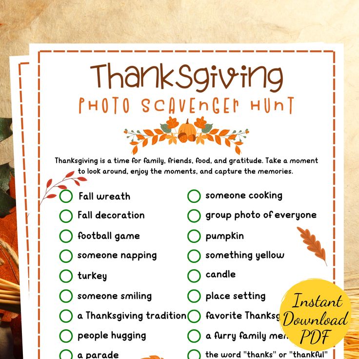 thanksgiving photo scavenger hunt printable