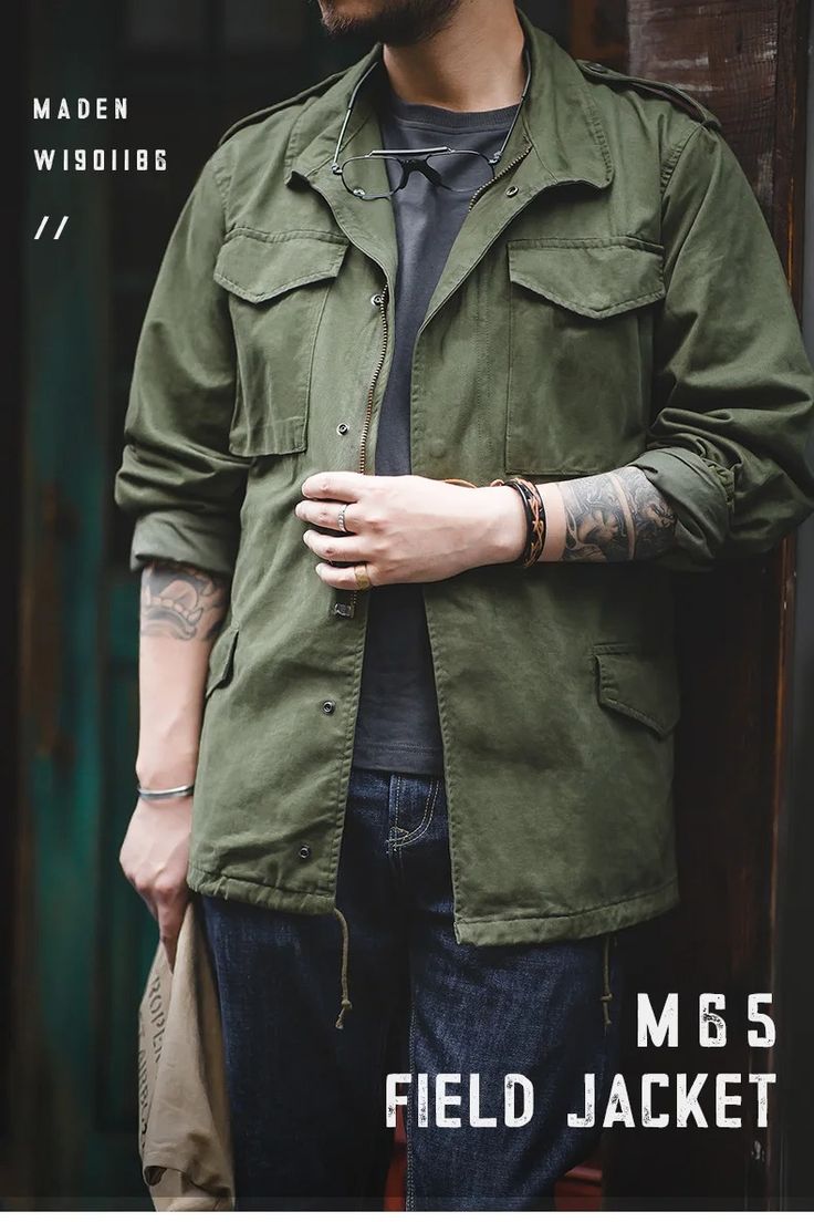 Maden M65 Jackets For Men Army Green Oversize Denim Jacket Military Vintage Casual Windbreaker Solid Coat Clothes Retro Loose - AliExpress Tactical Style, M65 Jacket, M65 Field Jacket, Double Collar, Military Tactical, Military Outfit, Oversized Denim Jacket, Trench Coat Black, Men's Coats & Jackets