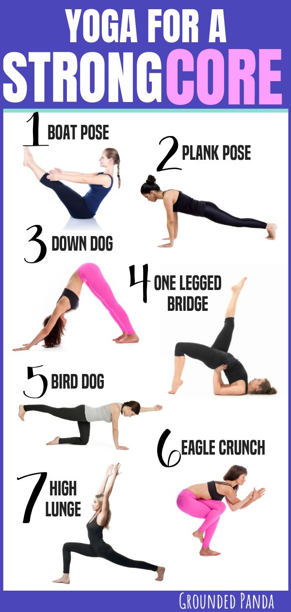 the yoga for a strong core poster shows how to do it in different poses and positions