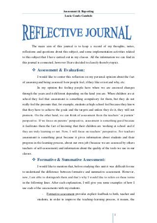 the reflective journal is shown in blue and white