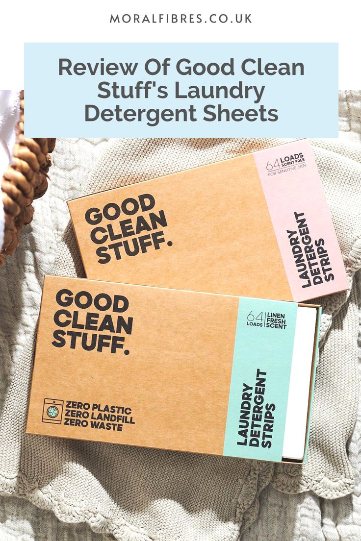 Boxes of Good Clean Stuff's plastic-free and zero waste laundry detergent with a blue text box that reads review of Good Clean Stuff's laundry detergent sheets. Laundry Packaging Design, Cleaning Branding, Detergent Packaging Design, Laundry Packaging, Detergent Ads, Laundry Detergent Ads, Laundry Branding, Food Label Design, Cleaning Products Design