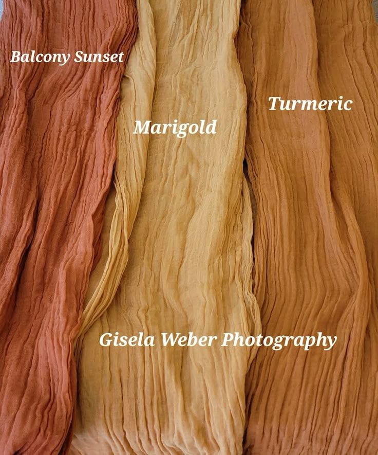 four different colors of fabric are shown in this image, with the names on them