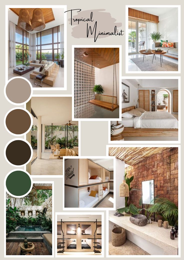 a collage of different rooms with plants and furniture